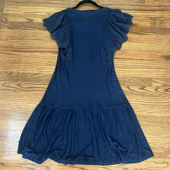 Rebecca Taylor  Navy Eyelet Sleeve Dress Size S - Picture 8 of 8